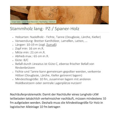 Bild vergr&ouml;&szlig;ern: Stammholz lang